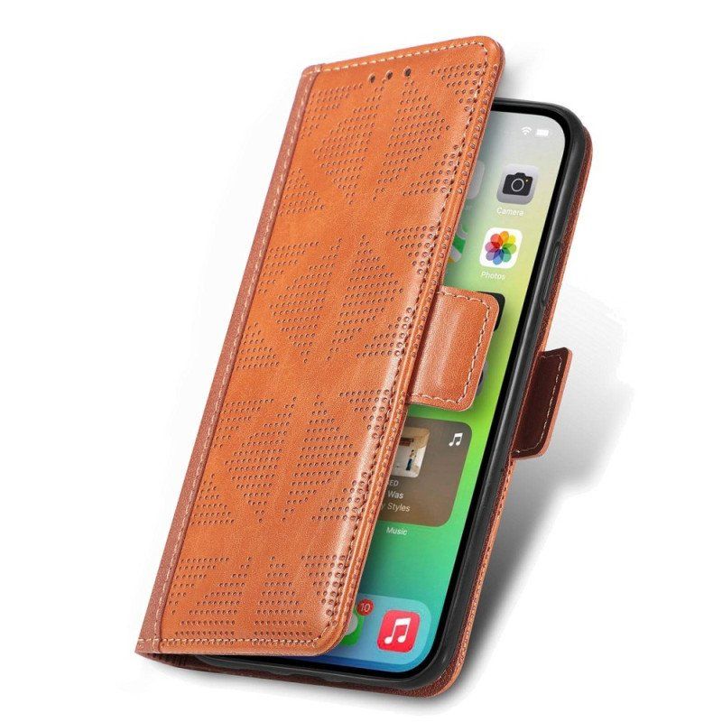 Etui Folio do iPhone 14 Skórzany Styl Retro