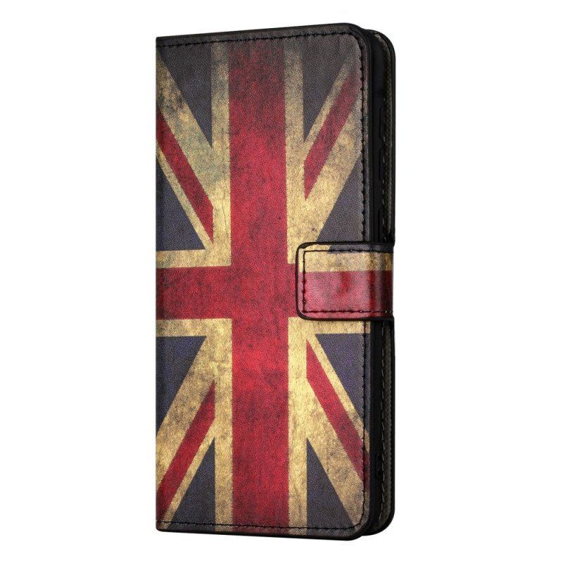 Etui Folio do iPhone 14 Vintage Angielska Flaga