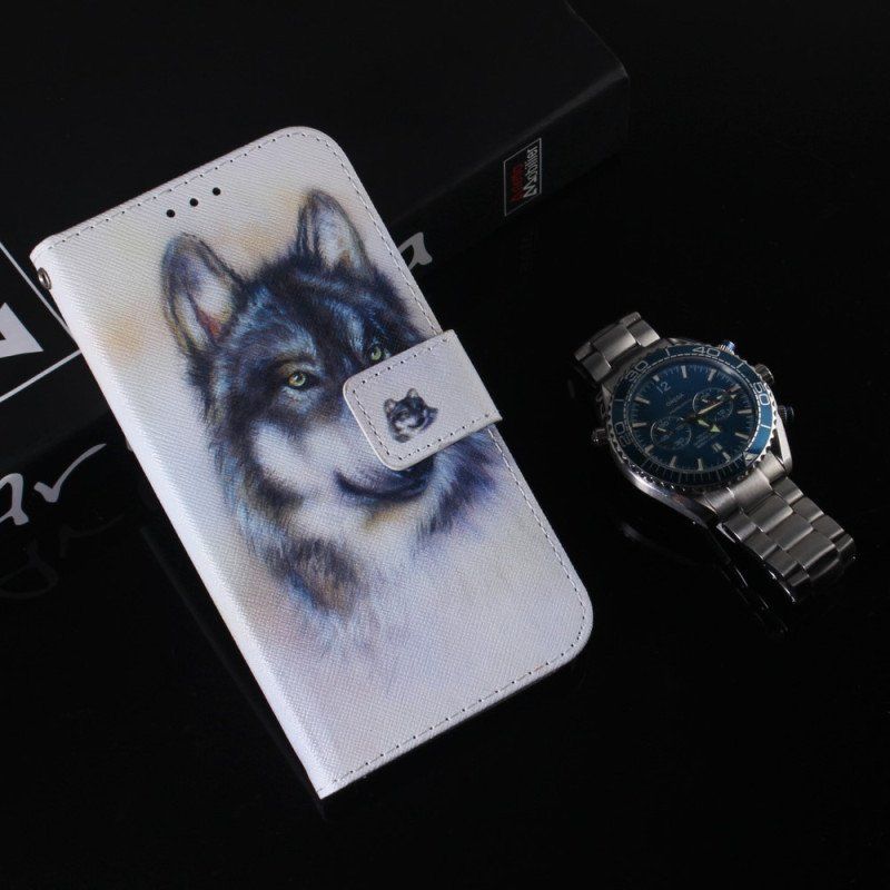 Etui Folio do iPhone 15 Akwarela Wilk