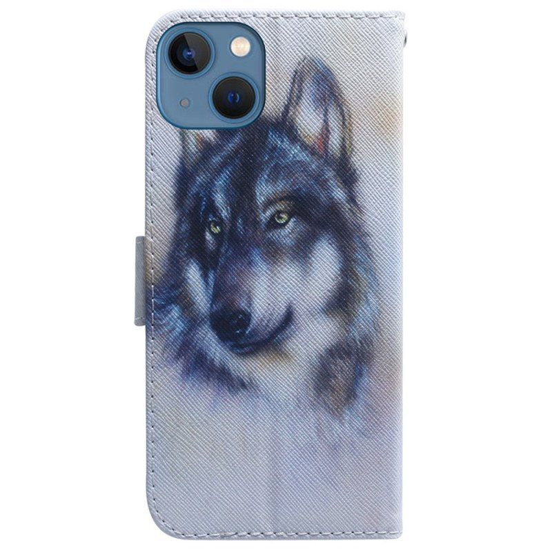 Etui Folio do iPhone 15 Akwarela Wilk