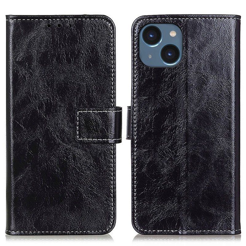 Etui Folio do iPhone 15 Lakierowane Z Widocznymi Szwami