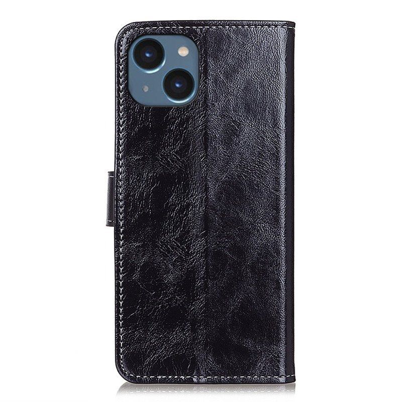 Etui Folio do iPhone 15 Lakierowane Z Widocznymi Szwami