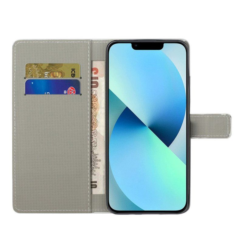 Etui Folio do iPhone 15 Niebieski Motyl