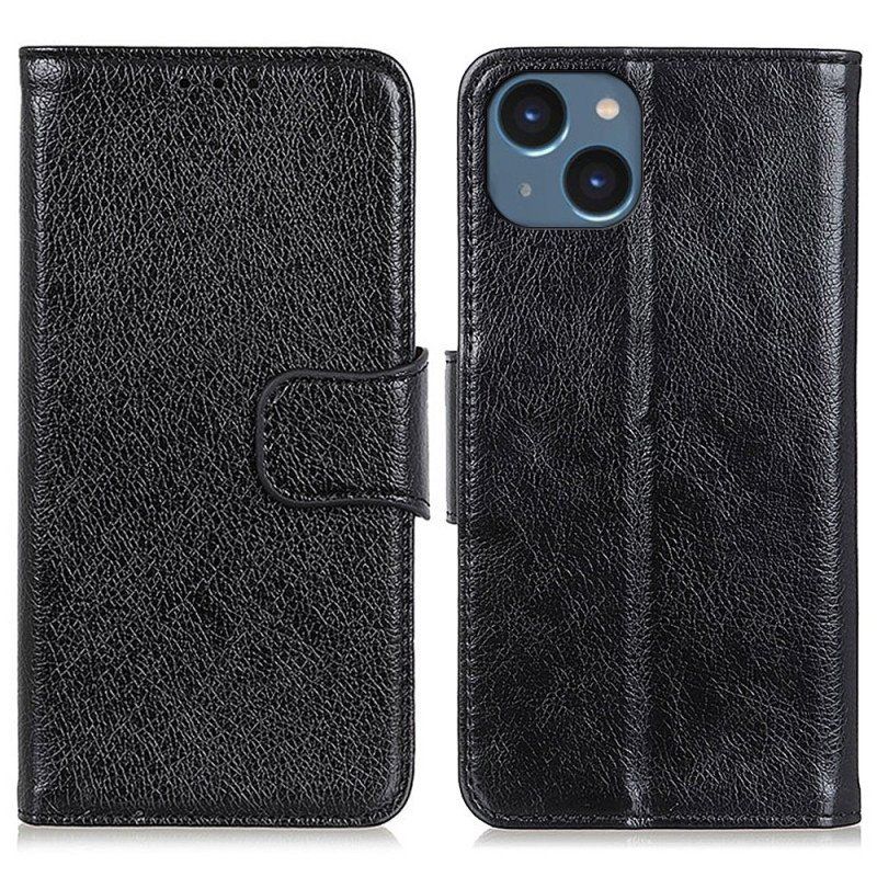 Etui Folio do iPhone 15 Plus Dwoinowa Skóra Nappa