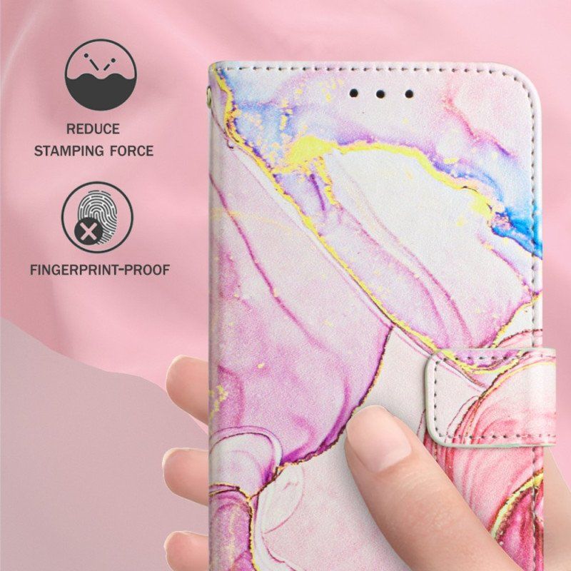 Etui Folio do iPhone 15 Plus Marmur Ze Smyczą