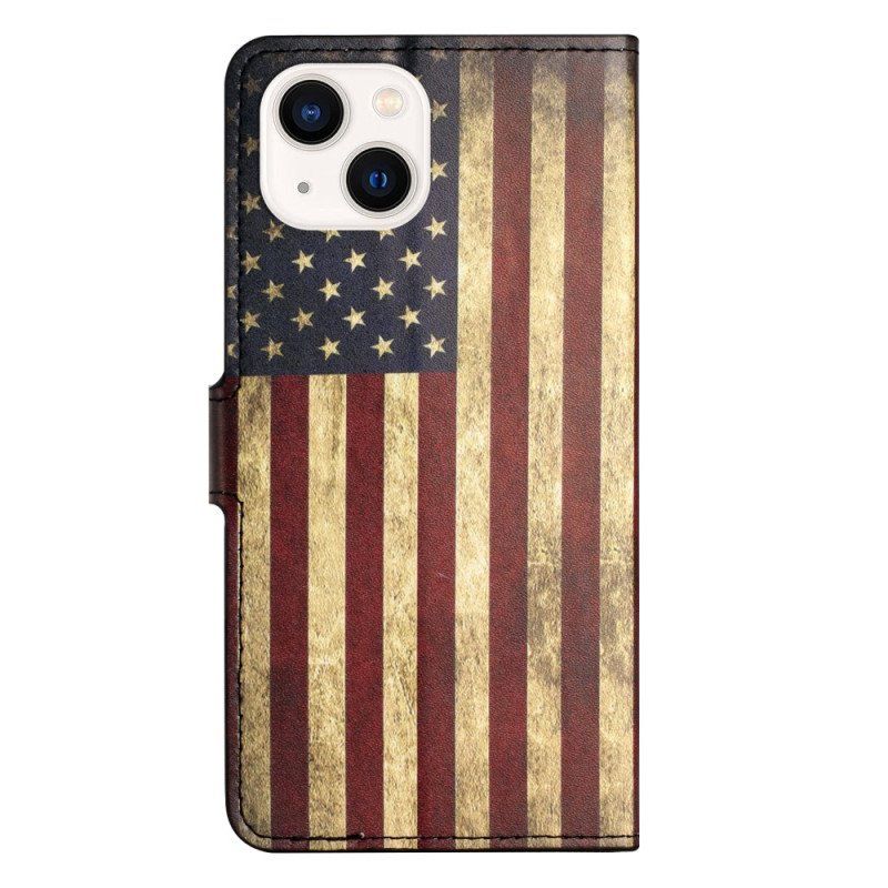 Etui Folio do iPhone 15 Plus Vintage Flaga Usa