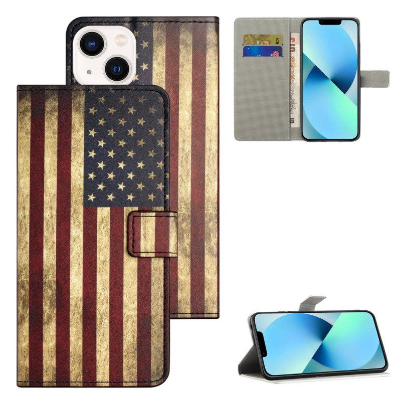 Etui Folio do iPhone 15 Plus Vintage Flaga Usa