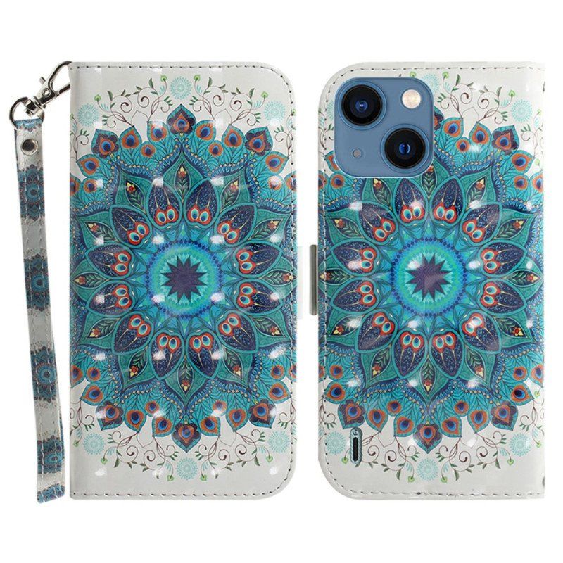 Etui Folio do iPhone 15 Plus z Łańcuch Mandala Z Paskiem