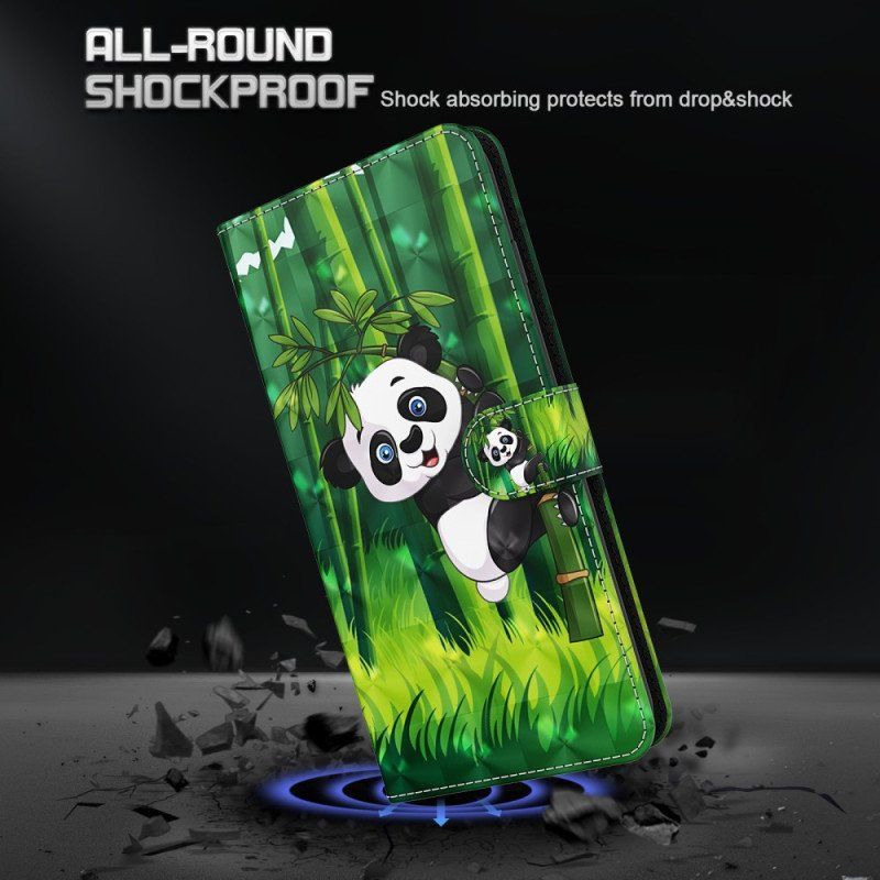 Etui Folio do iPhone 15 Plus z Łańcuch Panda Bambusowa 3d Z Paskiem