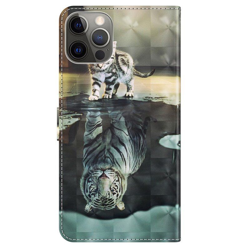 Etui Folio do iPhone 15 Plus z Łańcuch Sen Kociaka 3d Z Paskiem