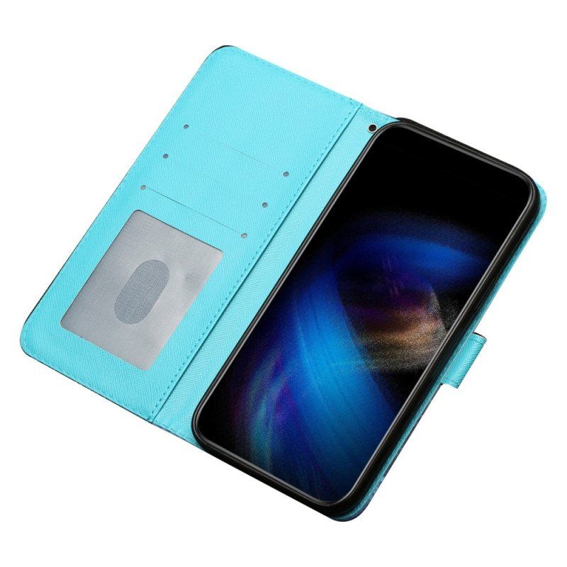 Etui Folio do iPhone 15 Pro z Łańcuch Motyle 3d Ze Smyczą