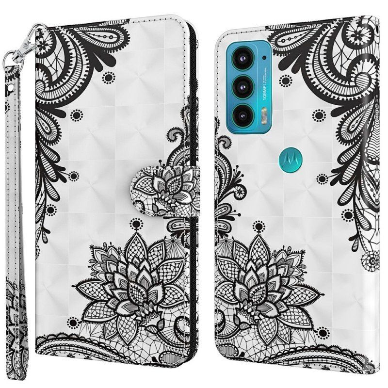 Etui Folio do Moto E40 / E30 / E20 Szykowna Koronka