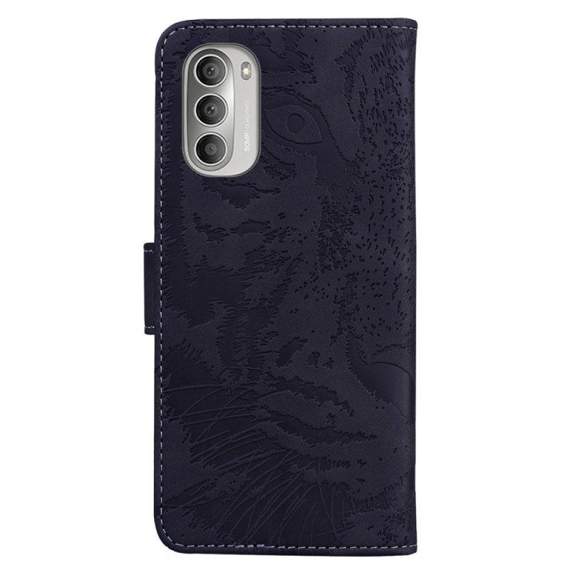 Etui Folio do Moto G51 5G Nadruk Twarzy Tygrysa