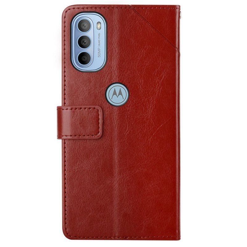 Etui Folio do Moto G51 5G Stylowa Skórzana Konstrukcja Geo Y