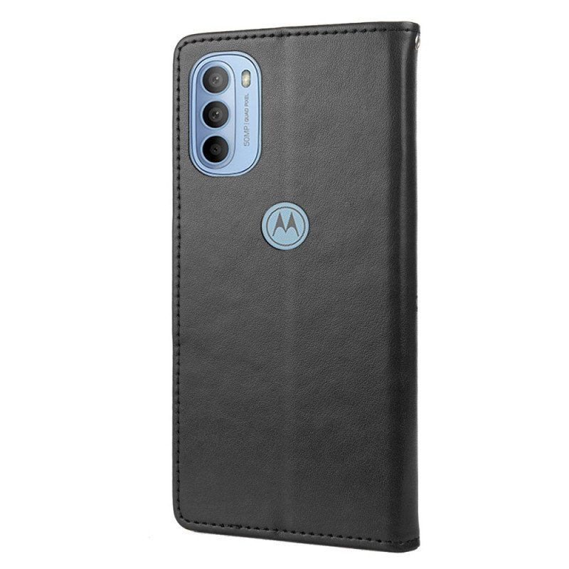 Etui Folio do Moto G51 5G z Łańcuch Wspaniałe Motyle Na Pasku