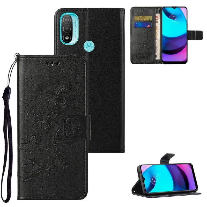 Etui Folio do Moto G71 5G Azjatyckie Motyle I Kwiaty