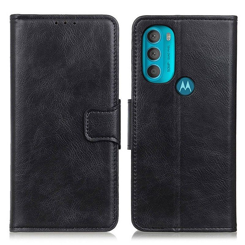 Etui Folio do Moto G71 5G Dwustronne Zapięcie Z Efektem Skóry