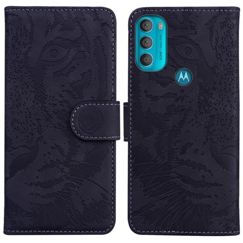 Etui Folio do Moto G71 5G Nadruk Twarzy Tygrysa