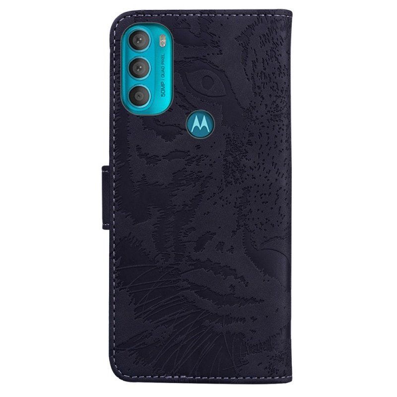 Etui Folio do Moto G71 5G Nadruk Twarzy Tygrysa