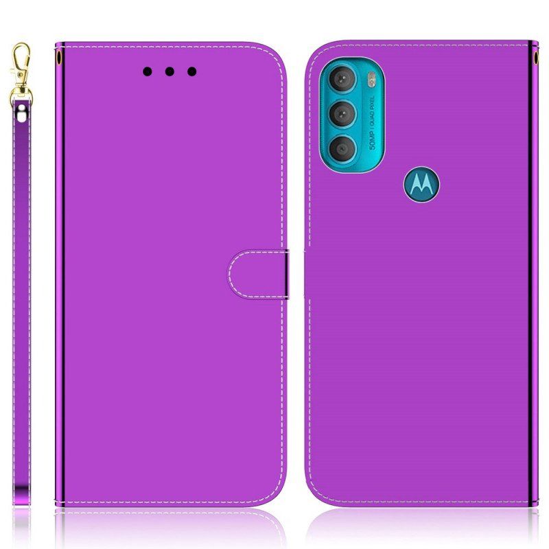 Etui Folio do Moto G71 5G Osłona Lusterka Ze Sztucznej Skóry