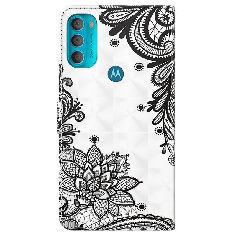 Etui Folio do Moto G71 5G Szykowna Koronka