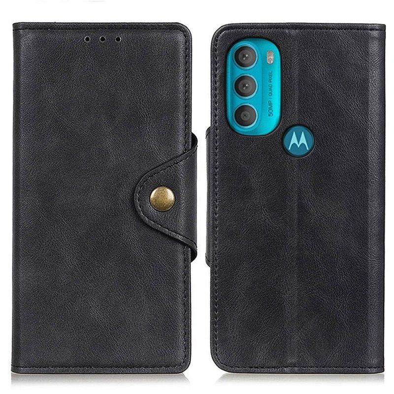 Etui Folio do Moto G71 5G Vintage Sztuczna Skóra I Guzik