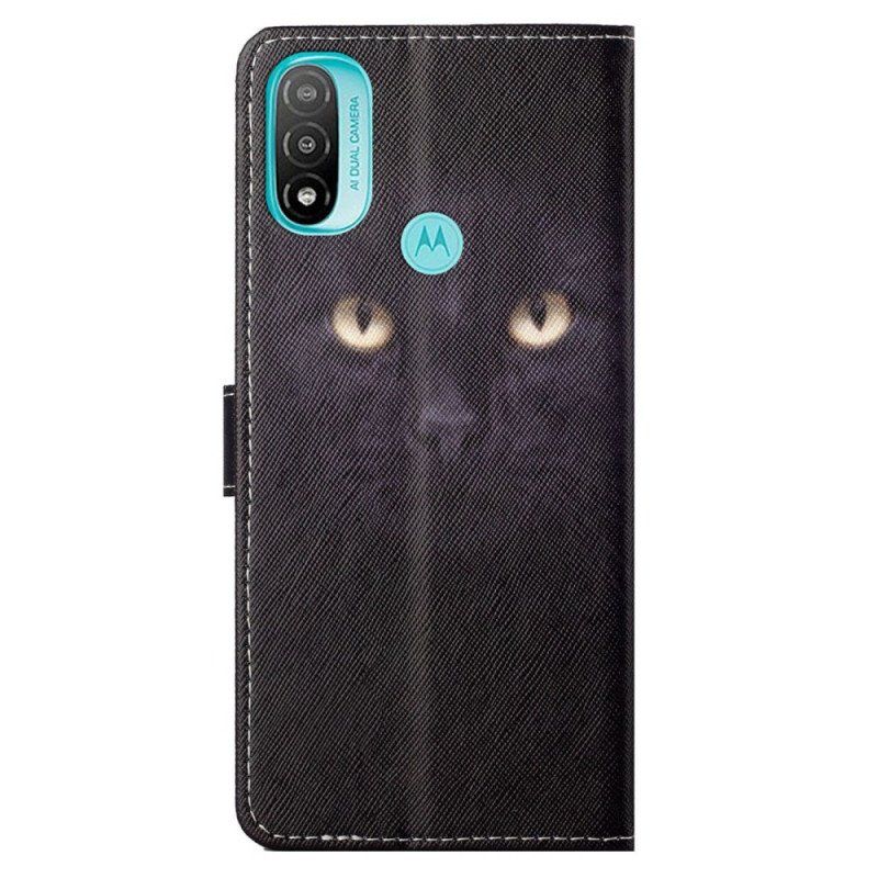 Etui Folio do Moto G71 5G z Łańcuch Czarne Kocie Oczy W Paski