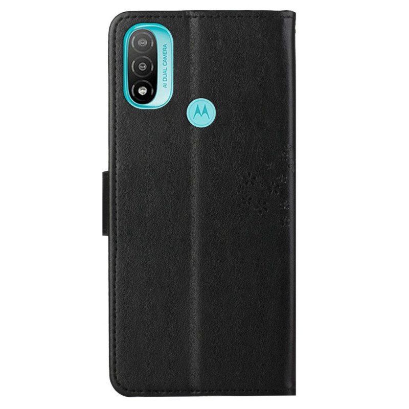 Etui Folio do Moto G71 5G z Łańcuch Drzewo Stringów I Sowy