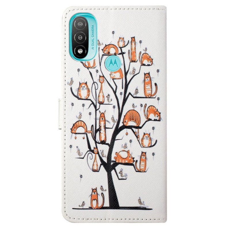 Etui Folio do Moto G71 5G z Łańcuch Funky Koty Z Paskiem