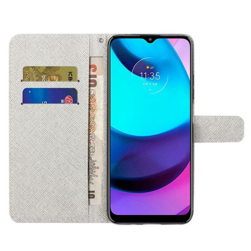 Etui Folio do Moto G71 5G z Łańcuch Pióro Z Smyczą