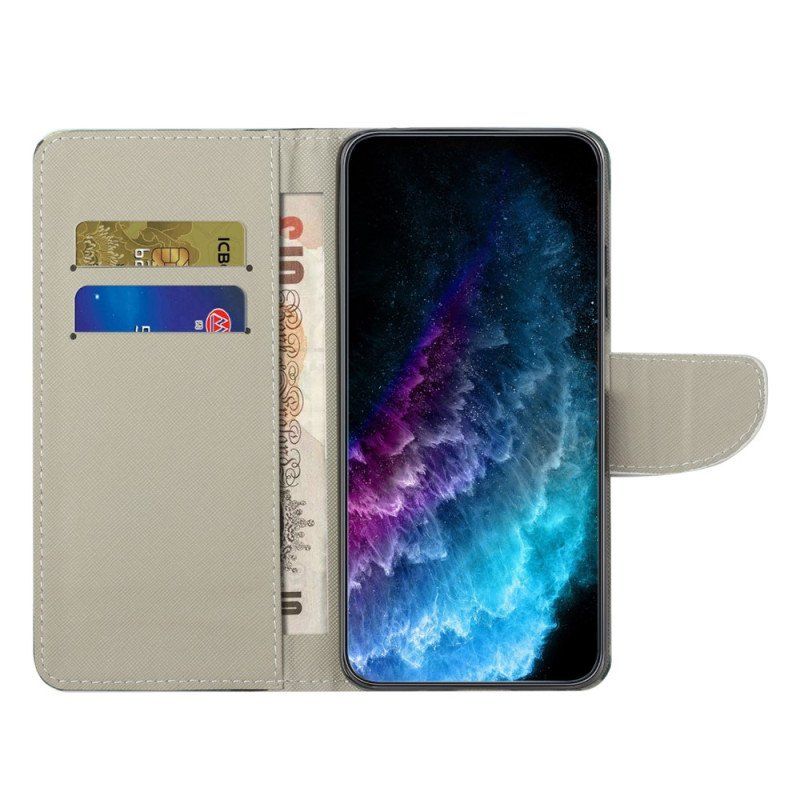 Etui Folio do Moto G73 5G Drzewo Z Zielonymi Liśćmi