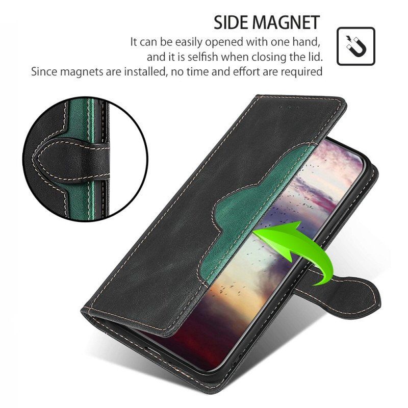 Etui Folio do Moto G73 5G Dwukolorowa Stylowa Sztuczna Skóra