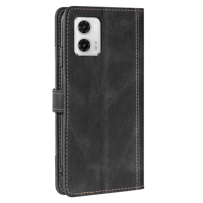 Etui Folio do Moto G73 5G Dwukolorowa Stylowa Sztuczna Skóra