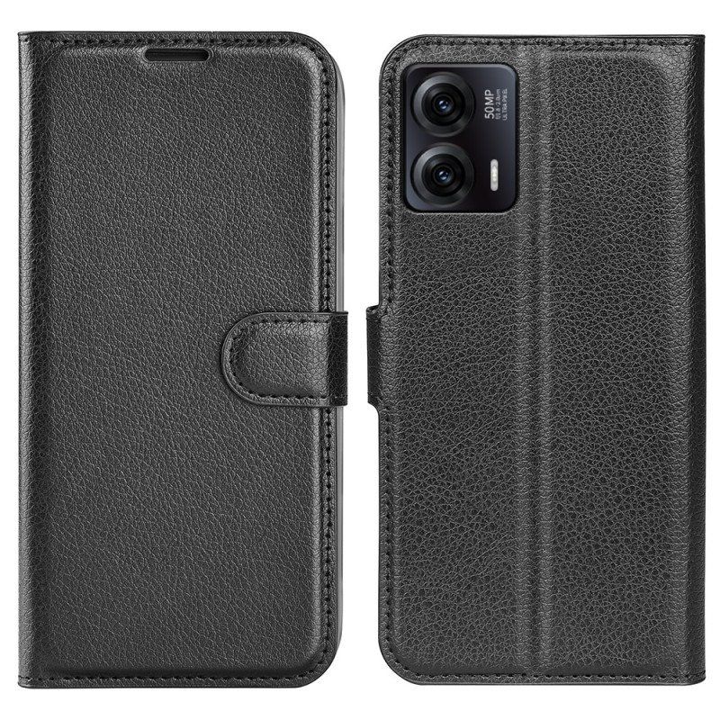 Etui Folio do Moto G73 5G Klasyczny Efekt Skóry Liczi