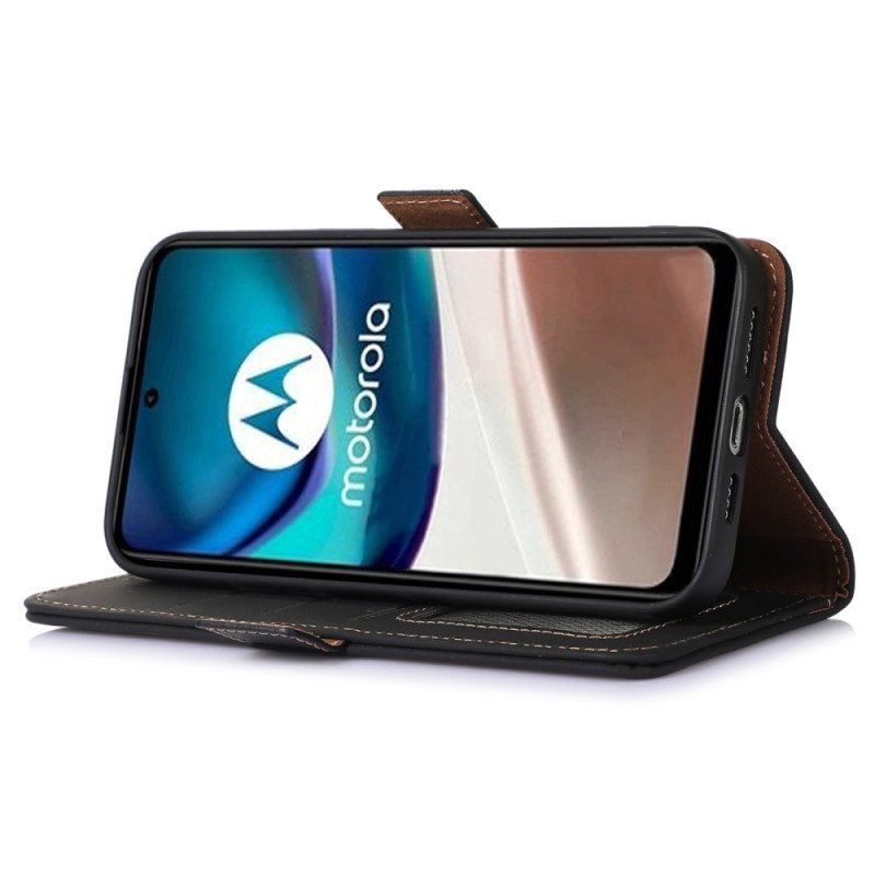 Etui Folio do Moto G73 5G Rfid Z Prawdziwej Skóry