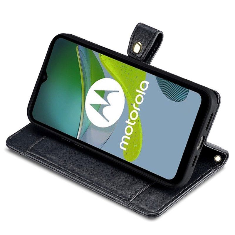 Etui Folio do Moto G73 5G Torebka Z Paskiem Na Ramię I Smyczą