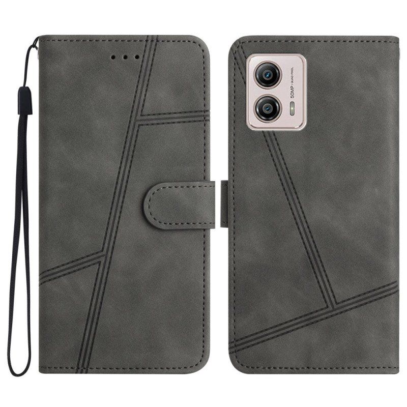 Etui Folio do Moto G73 5G z Łańcuch Linie Smyczy