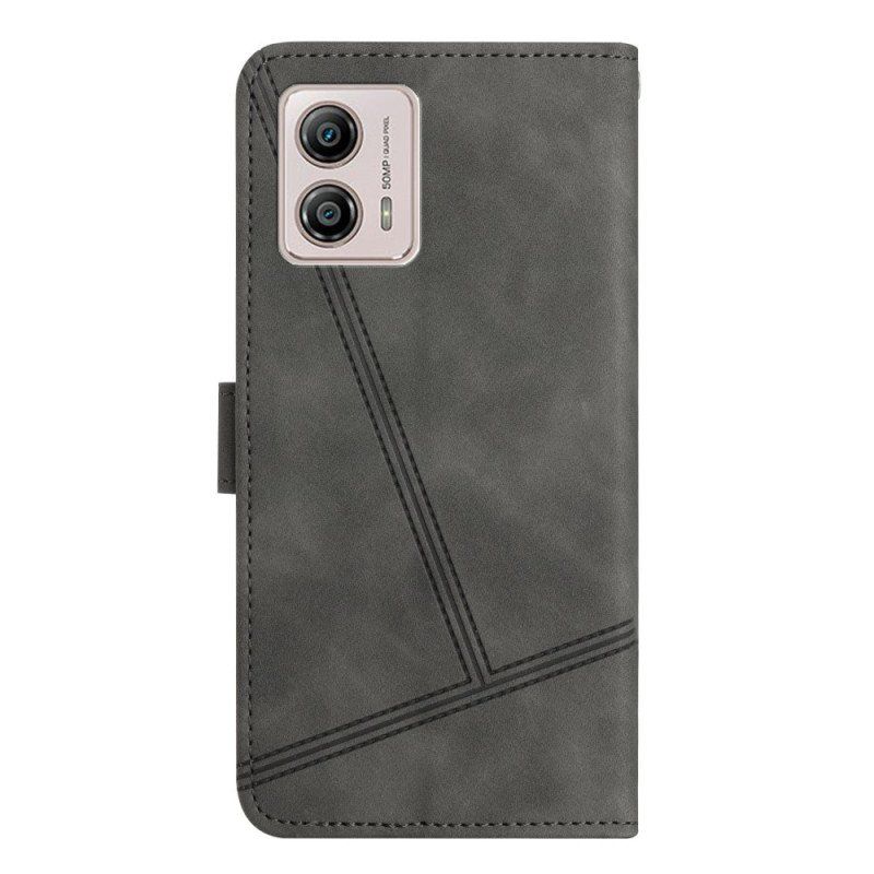 Etui Folio do Moto G73 5G z Łańcuch Linie Smyczy