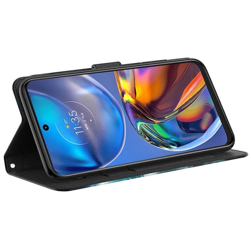 Etui Folio do Moto G73 5G z Łańcuch Paskowata Abstrakcja