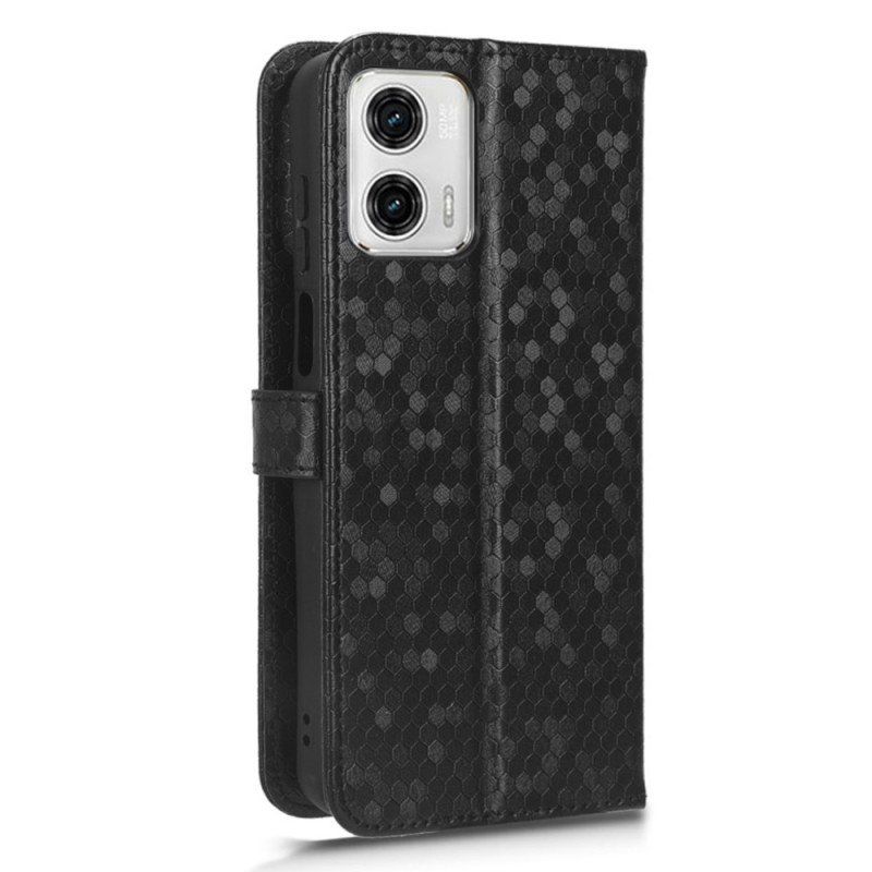 Etui Folio do Moto G73 5G z Łańcuch Projekt Paska 3d