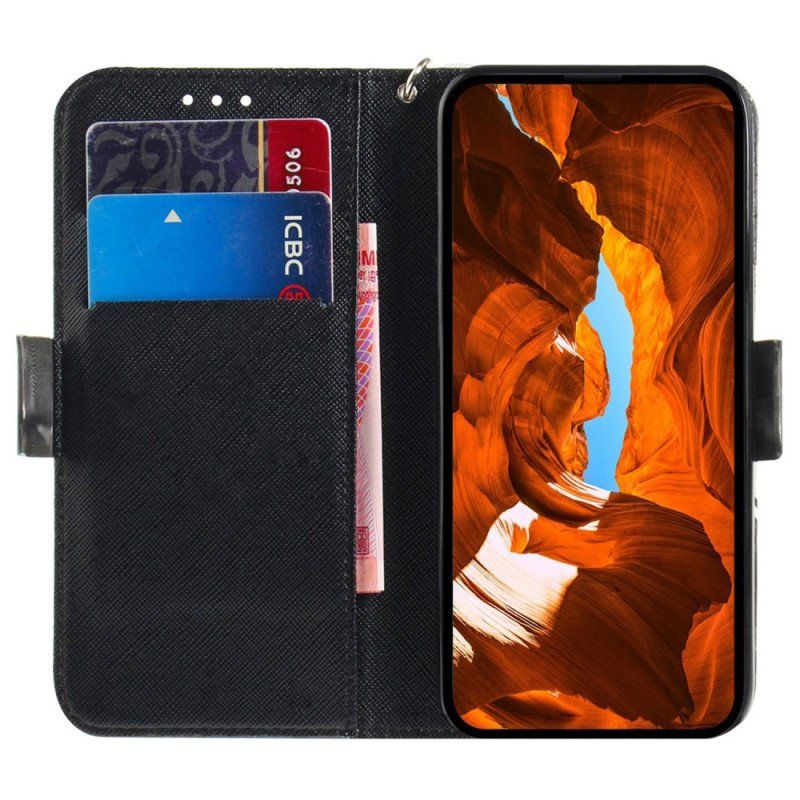 Etui Folio do Moto G73 5G z Łańcuch Wściekła Panda Ze Smyczą