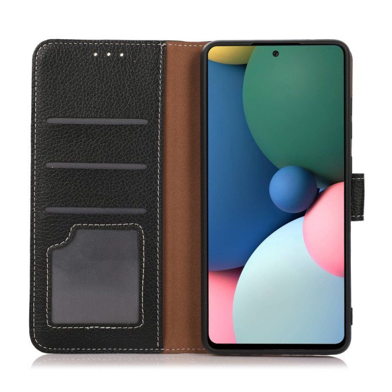 Etui Folio do OnePlus 10 Pro 5G Odsłonięte Szwy Liczi