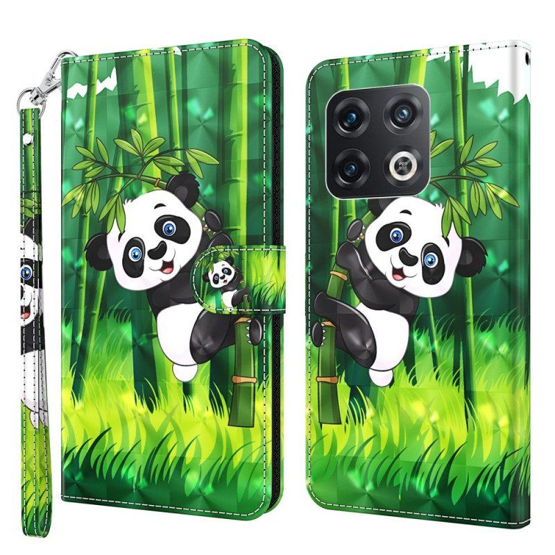 Etui Folio do OnePlus 10 Pro 5G z Łańcuch Paskowata Panda