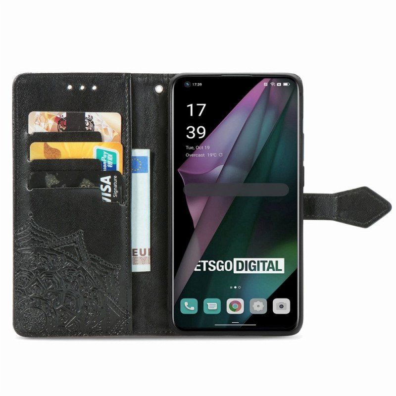 Etui Folio do OnePlus 10 Pro 5G z Łańcuch Plemienna Mandala Na Ramiączkach