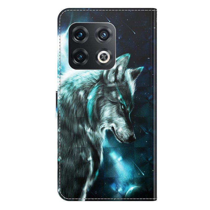 Etui Folio do OnePlus 10 Pro 5G z Łańcuch Smycz Wilk