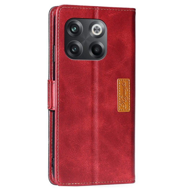 Etui Folio do OnePlus 10T 5G Dwukolorowy Efekt Skóry