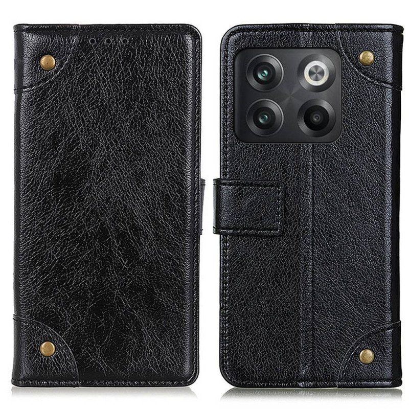 Etui Folio do OnePlus 10T 5G Nity W Stylu Vintage Ze Skóry Nappa