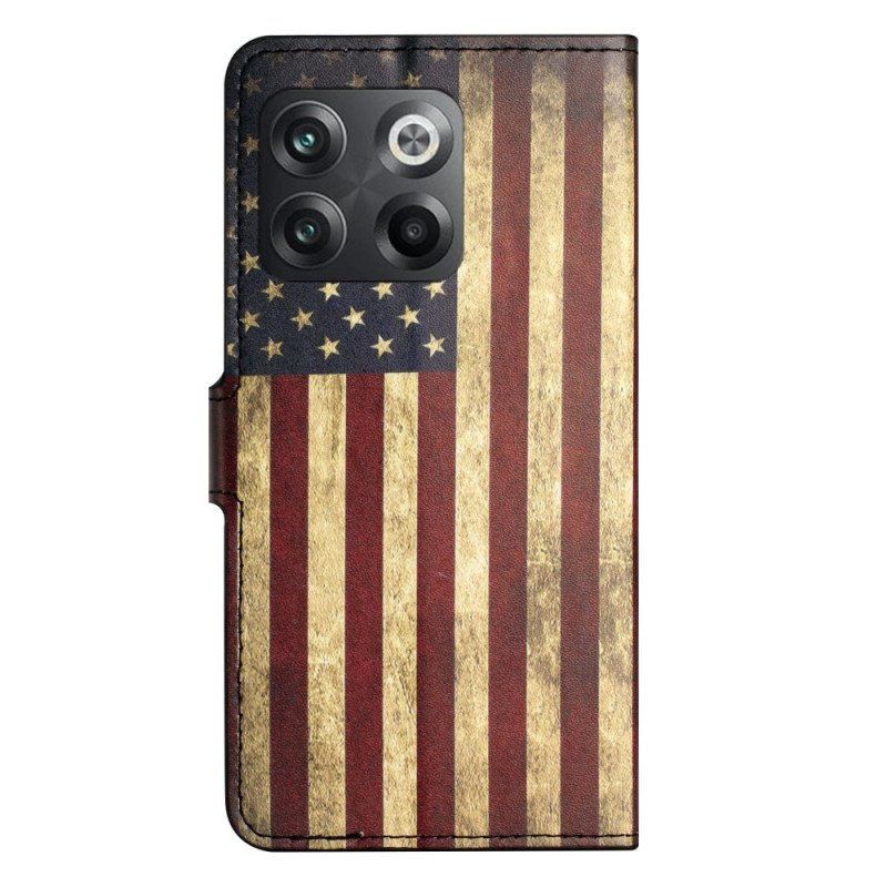 Etui Folio do OnePlus 10T 5G Vintage Flaga Amerykańska