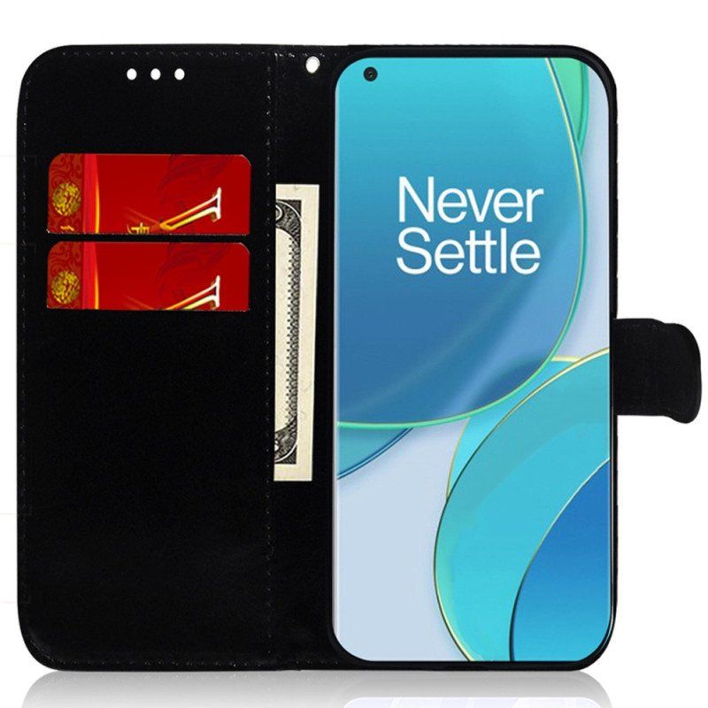 Etui Folio do OnePlus Nord 2T 5G Efekt Lustra Ze Sztucznej Skóry