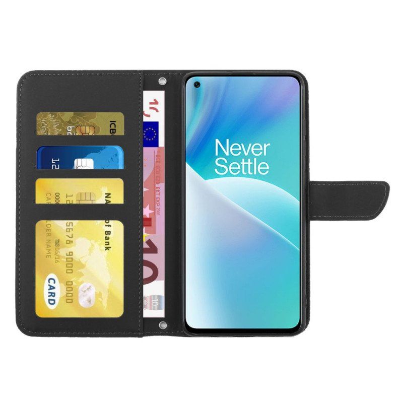 Etui Folio do OnePlus Nord 2T 5G Motyle Z Paskiem Na Ramię